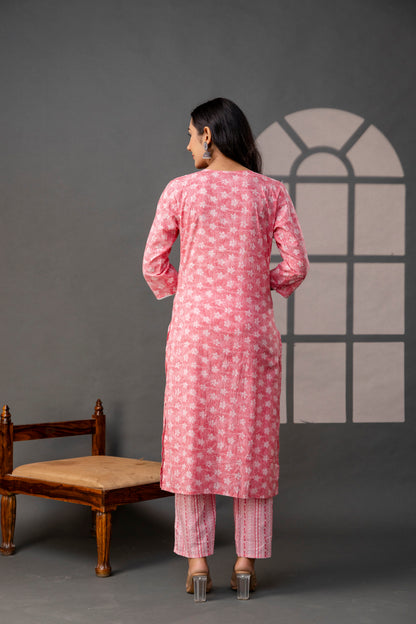 Printed Thread Work Kurti Set