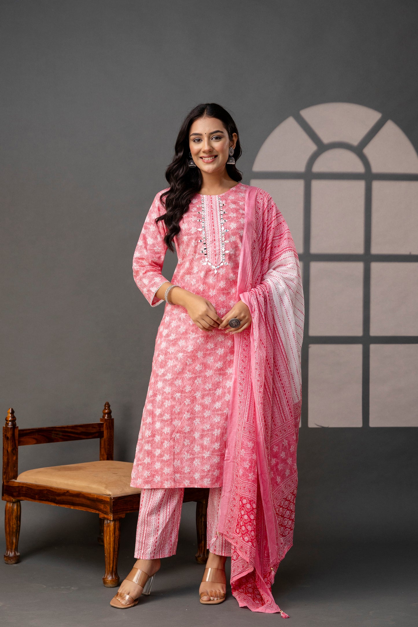 Printed Thread Work Kurti Set