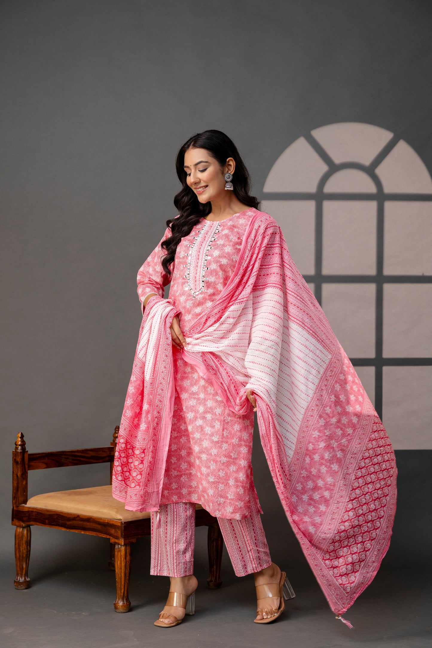 Printed Thread Work Kurti Set