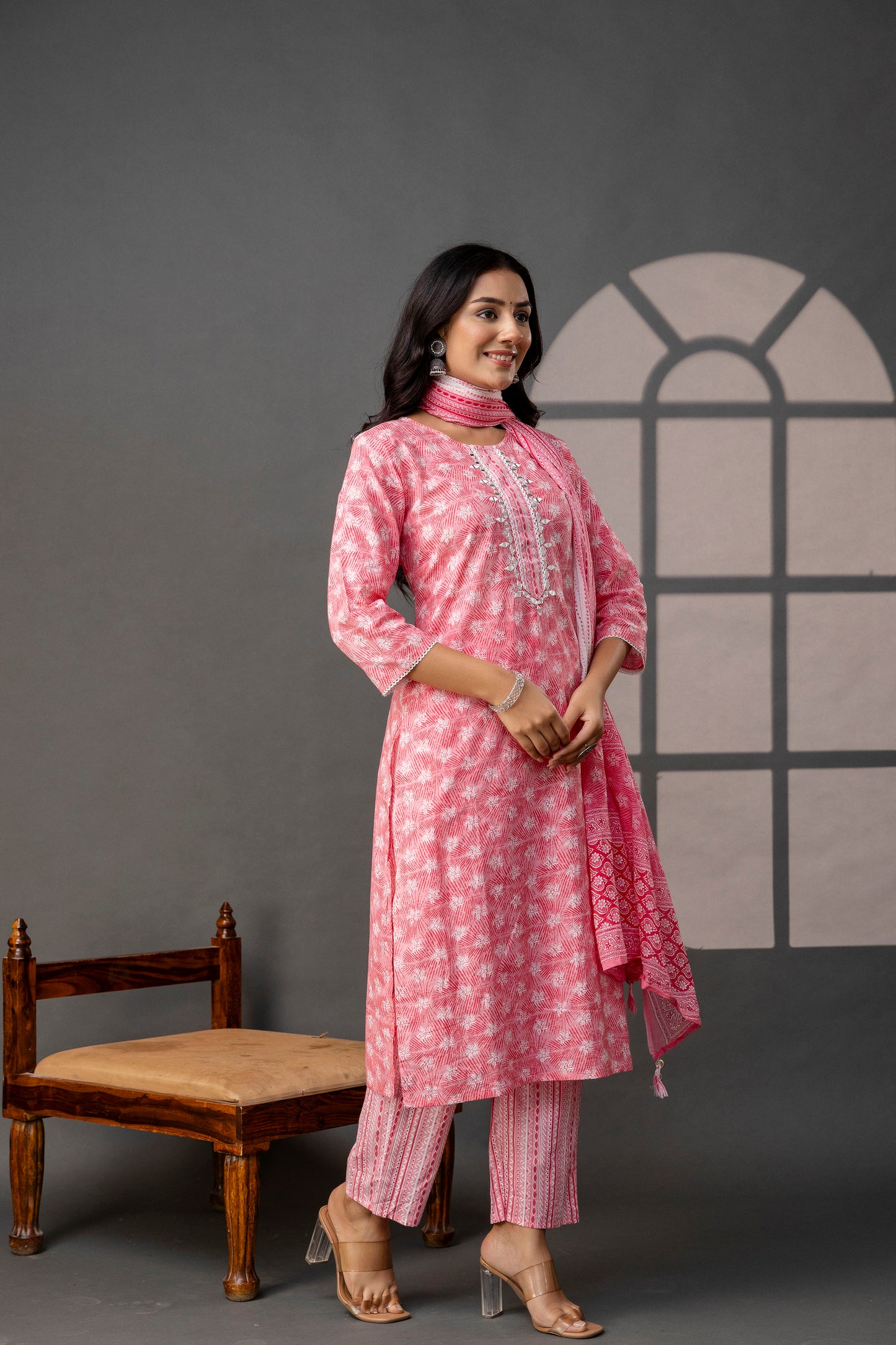Printed Thread Work Kurti Set