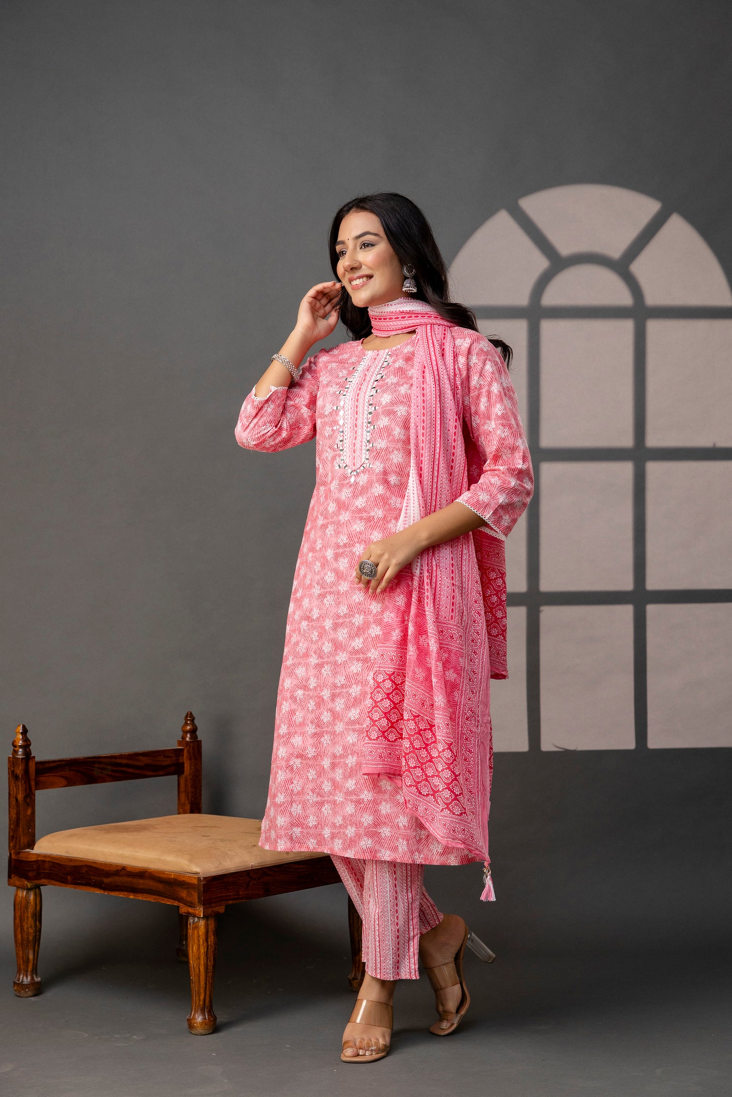 Printed Thread Work Kurti Set