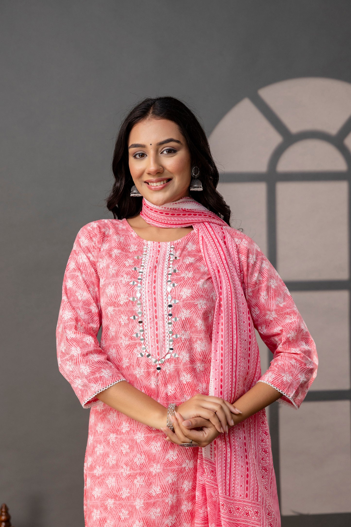 Printed Thread Work Kurti Set