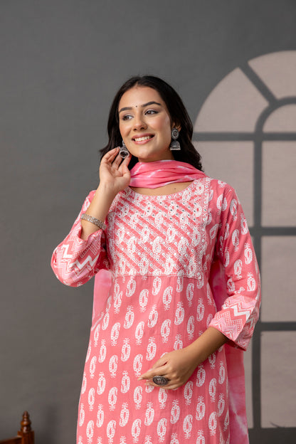 Vibrant Weave Kurti Set