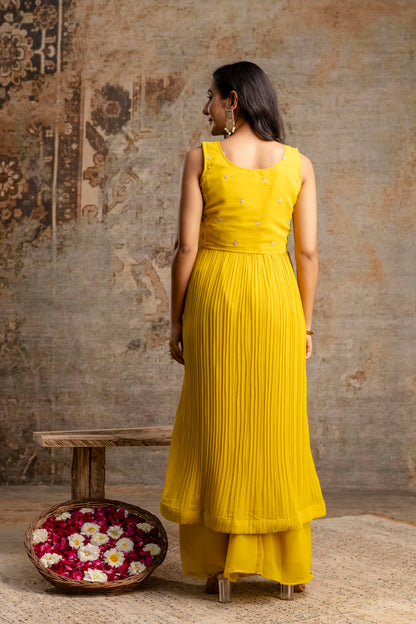 Front-Cut Long Top with Palazzos – Georgette