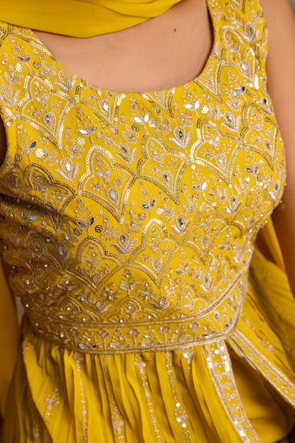 Front-Cut Long Top with Palazzos – Georgette