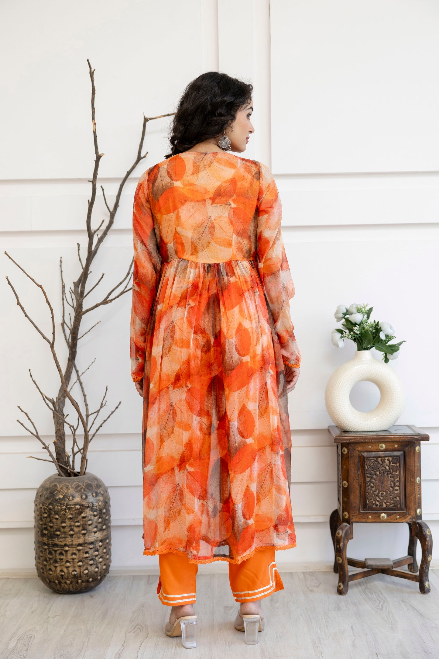 "Printed Frock Set with Pintex Work, Round Neck, Four-Side Worked Dupatta & Lace Border Pants"