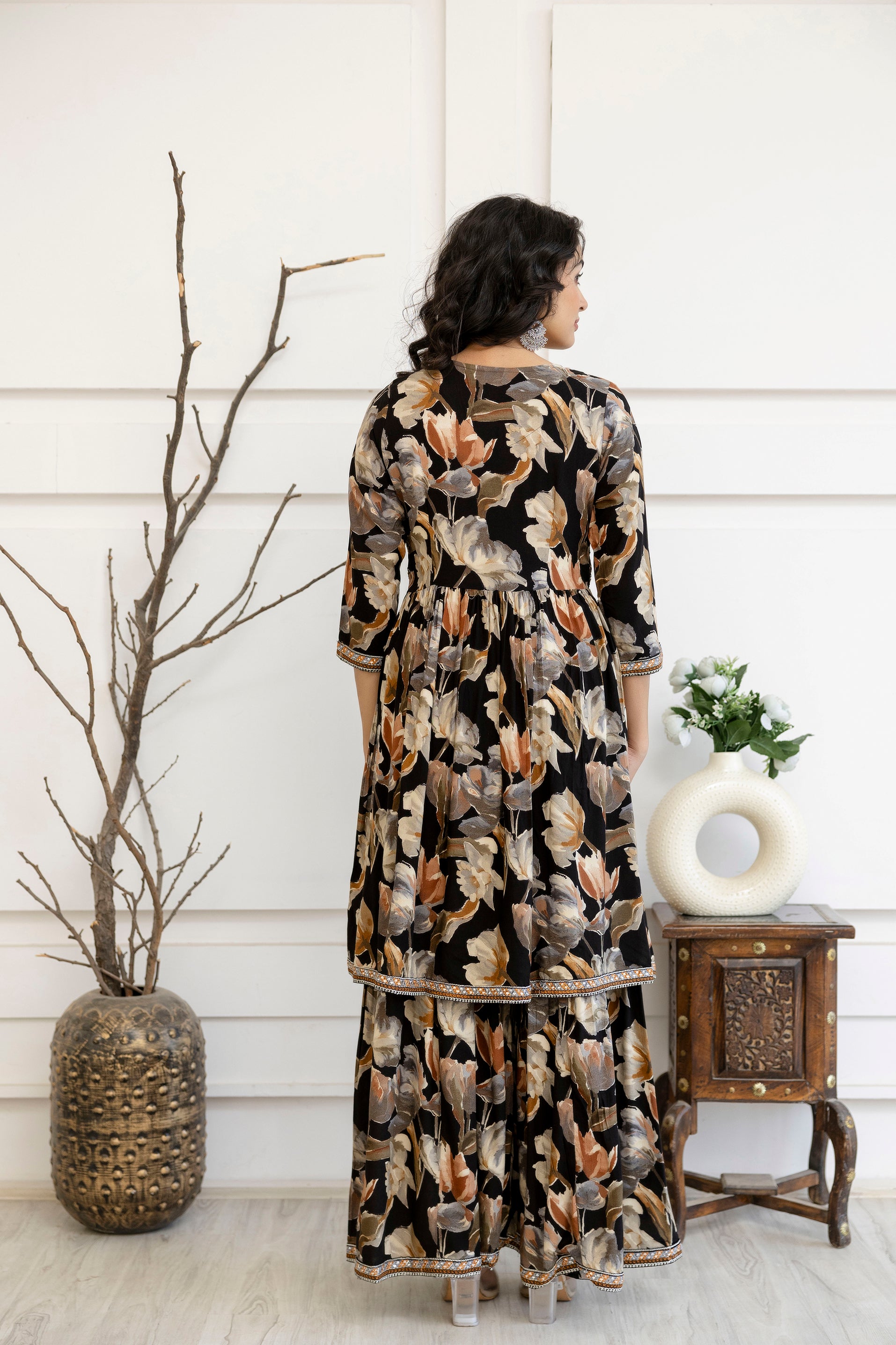 Artistic Printed Kurti with Kandana Embellished Sharara & Solid Dupatta