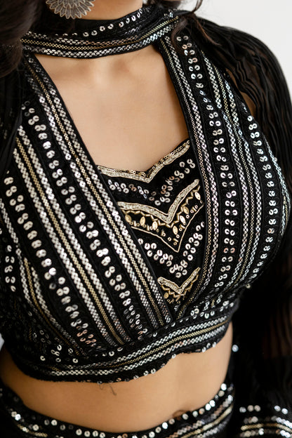 Sequenced Top with Tummy-Worked Palazzo & Balloon Sleeves