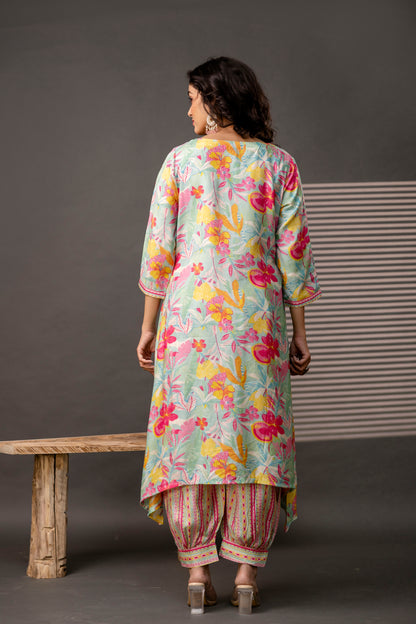 Ethnic Gotta Patti Mirror Embellished Kurti with Vibrant Afghani