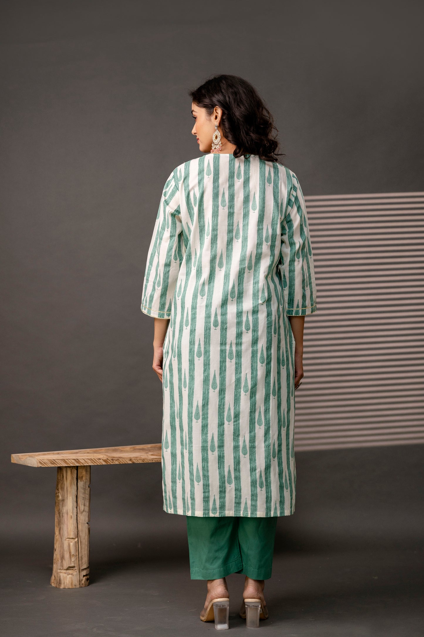 Printed Kurti with Gotta Patti Work, Plain Dupatta & Plain Trouser