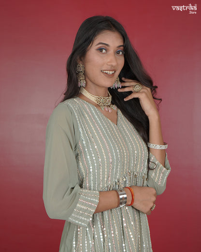 Nyra Cut Kurti Set with Sequin Detailing