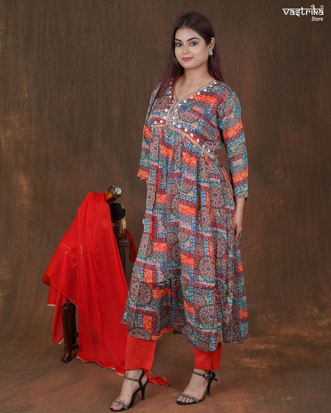 Alia Cut Kurti Set with Chiffon Dupatta