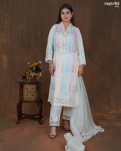 Riyana Sequin Jaal Kurti Set with Moti Dupatta