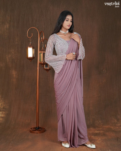 Elysia Handworked Drape Saree with Umbrella Top