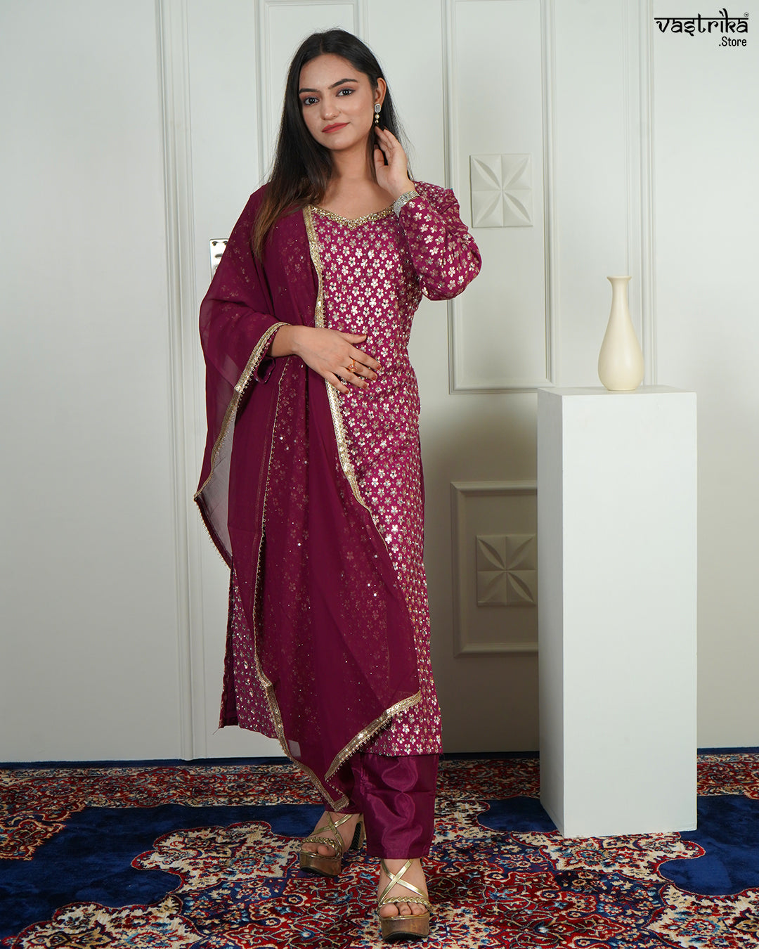 Banarasi Mirror Glow Kurti Set