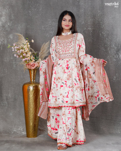 Ryon Cotton Kurti Set with Sharara & Dupatta