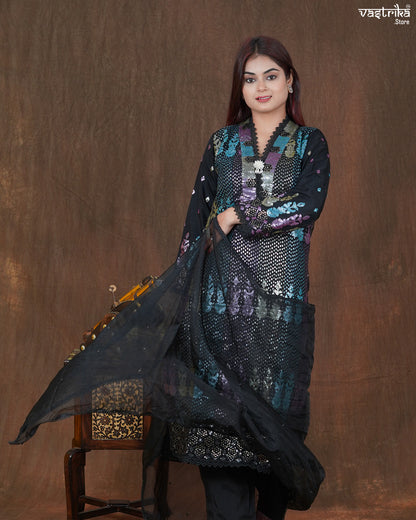 Riyana Sequin Jaal Kurti Set with Moti Dupatta
