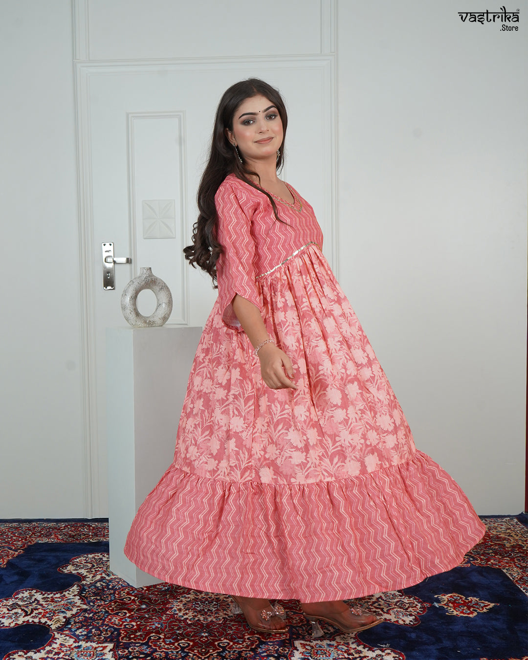 Printed Sequin One-Piece Frock