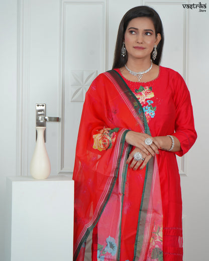 Elegant Handworked Patchwork Kurti Set