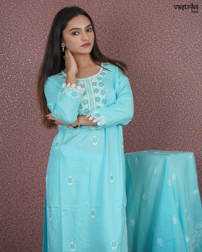 Elegant Rayon Cotton Kurti Set with Handwork Detailing