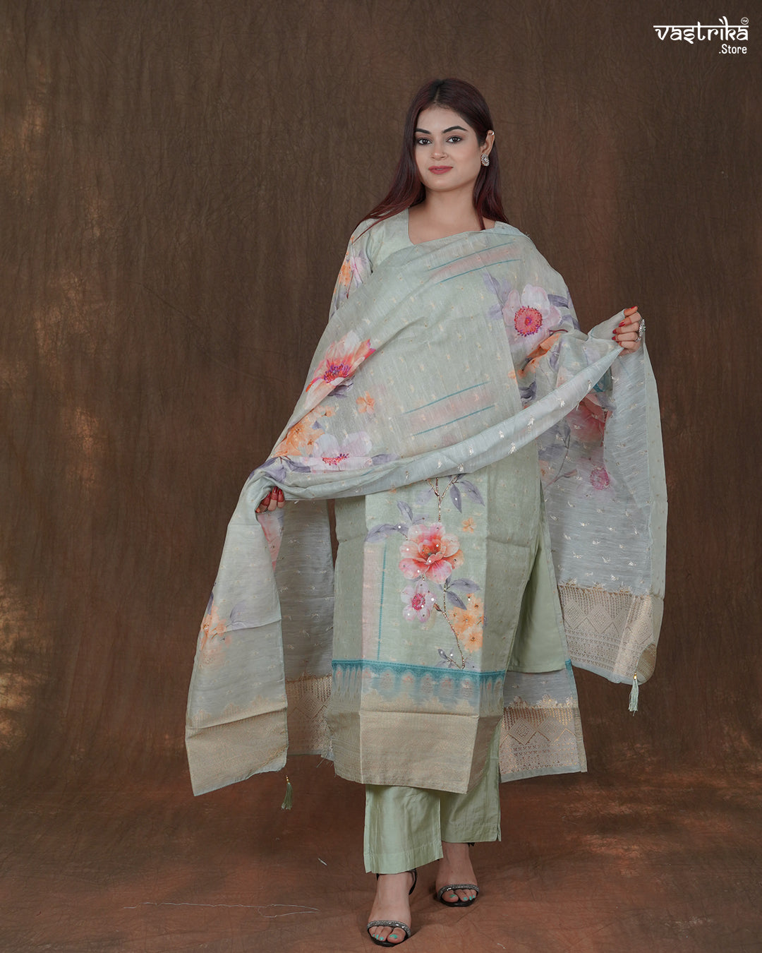 Saanvi Sequin Kurti Set with Banarasi Booti Dupatta