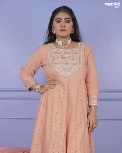 Chikankari Thread Work Frock Set