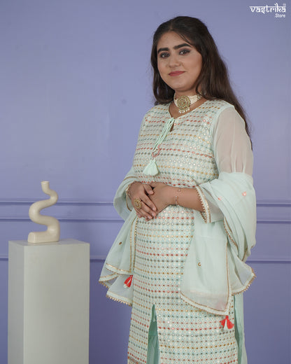 Elegant Resham Embroidered Sharara Set