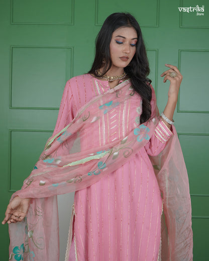 Gota Patti Hand-Embroidered Kurti Set