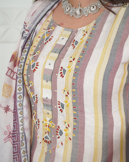 Designer V-Wing Work Kurti Set