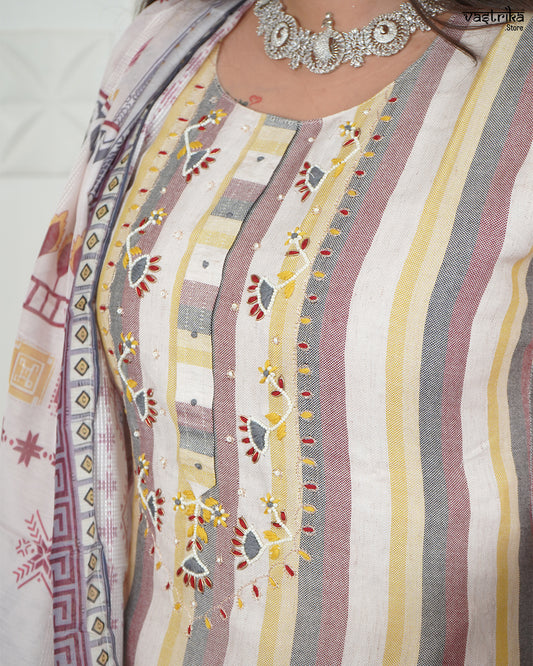 Designer V-Wing Work Kurti Set