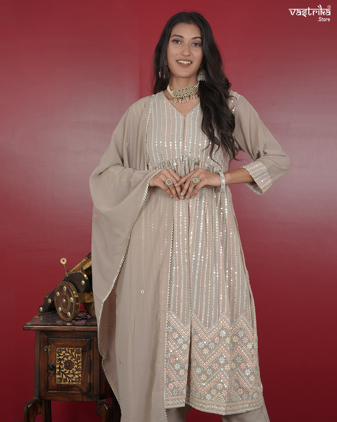 Nyra Cut Kurti Set with Sequin Detailing