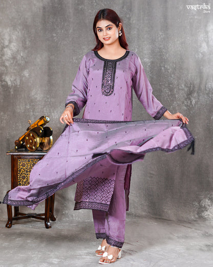 Silk Kurti Set with Sequence Dupatta