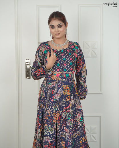 Straight Jari Work Kurti Set with Organza Dupatta