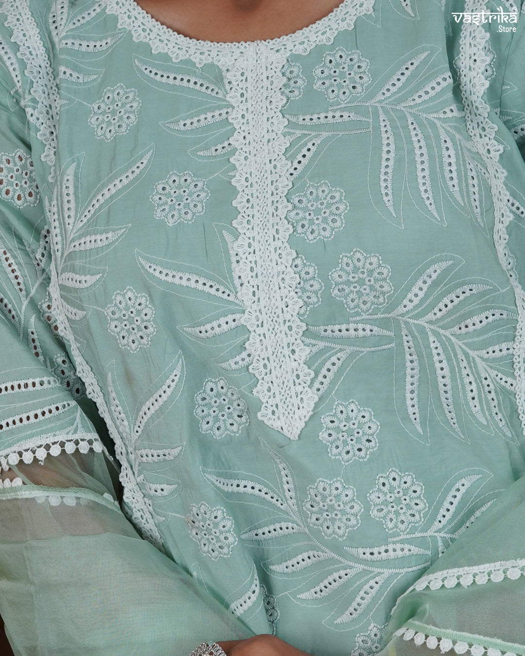 Grey Roman Silk Pakistani Work Suit Set