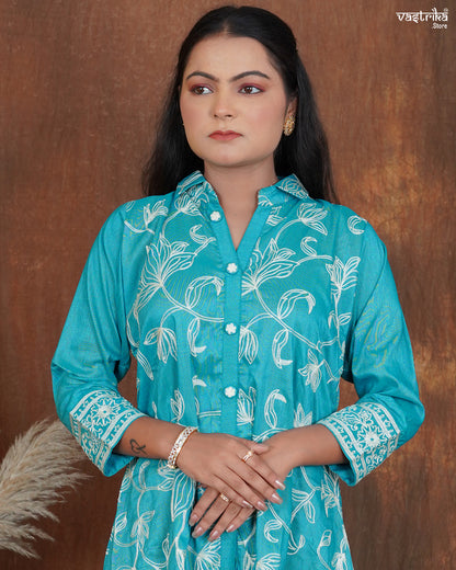 Silk Cord Set with Aari & Kadhai Thread Work