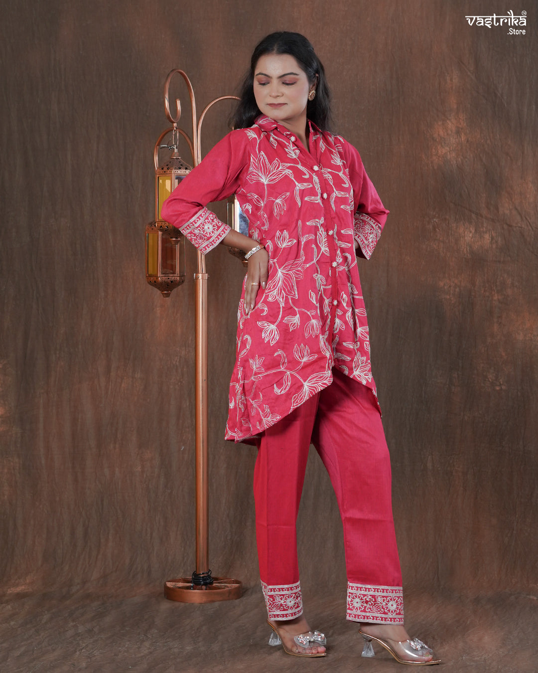 Silk Cord Set with Aari & Kadhai Thread Work