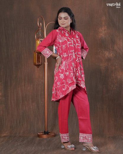 Silk Cord Set with Aari & Kadhai Thread Work