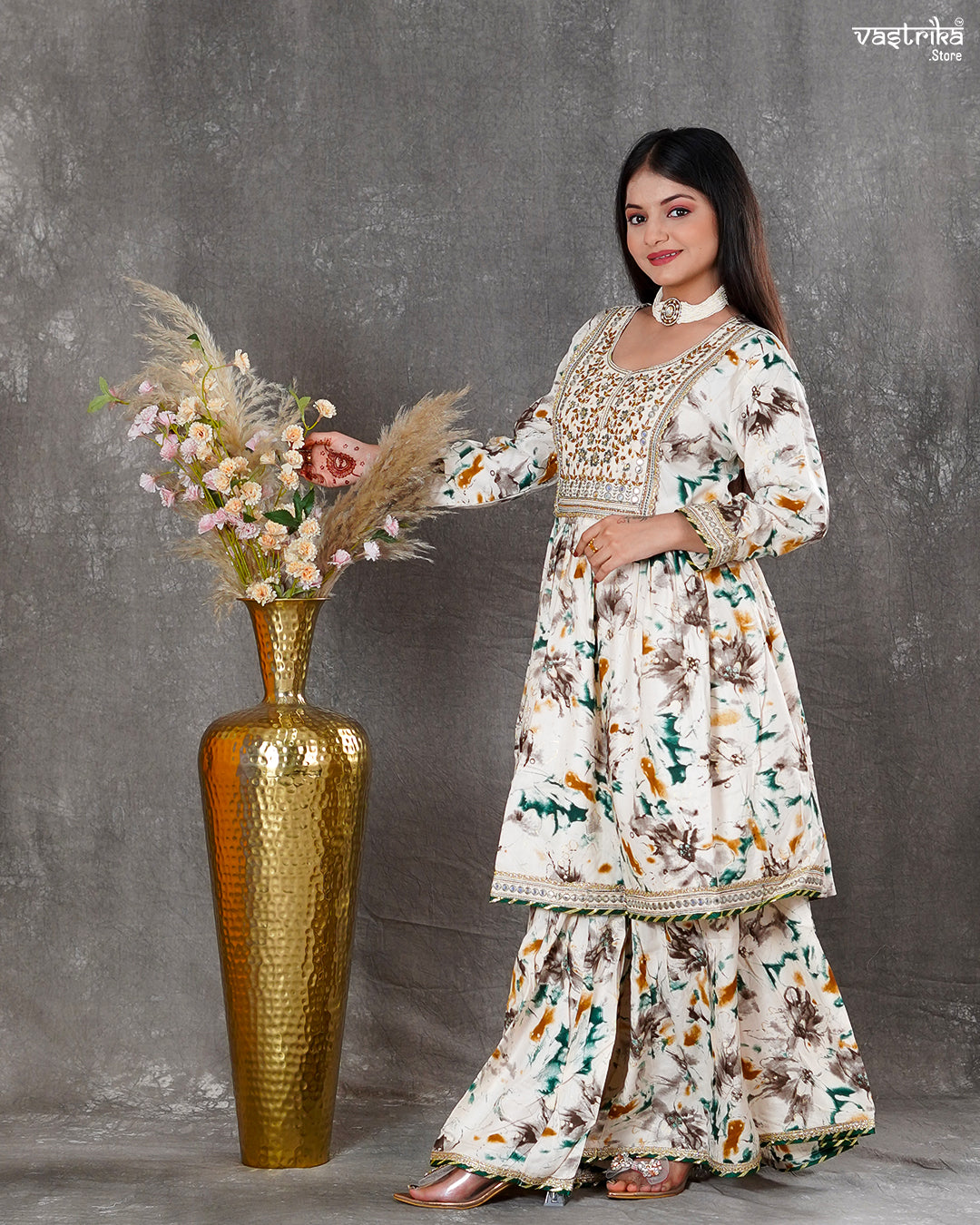 Ryon Cotton Kurti with Sharara & Dupatta