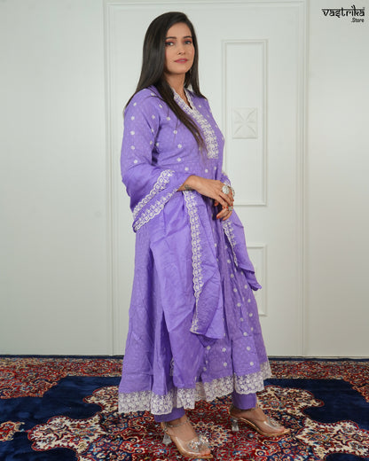 Thread Work V-Neck Frock Set