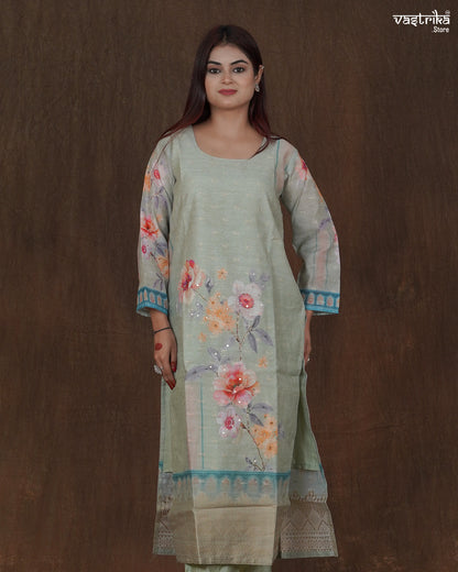 Saanvi Sequin Kurti Set with Banarasi Booti Dupatta