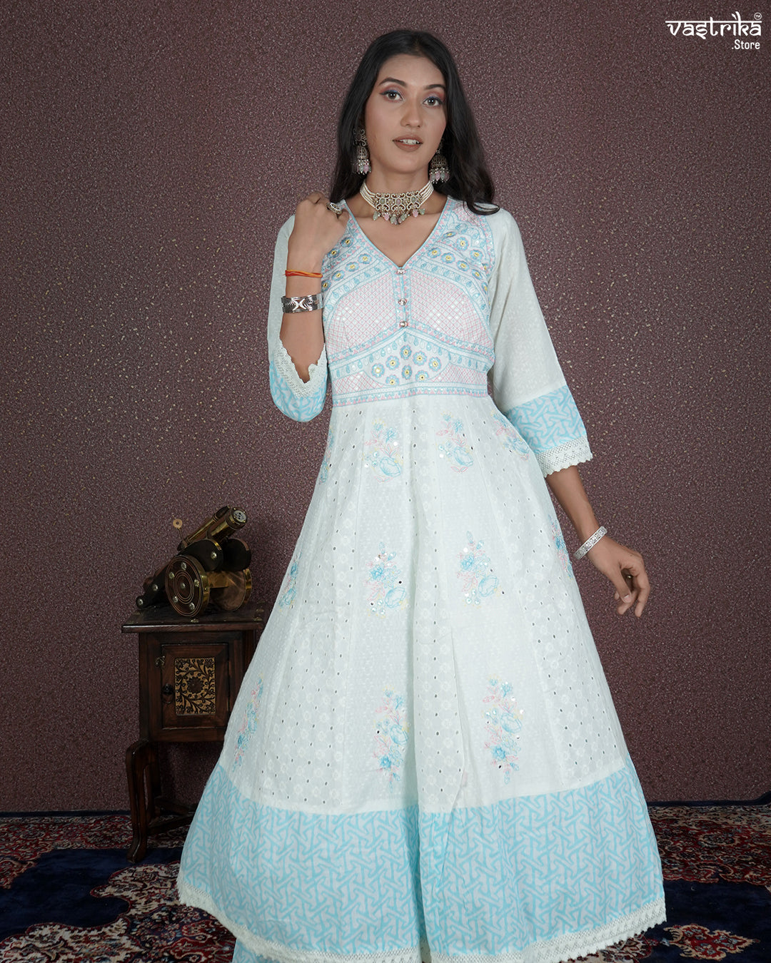 Graceful Resham Detailed Frock Ensemble