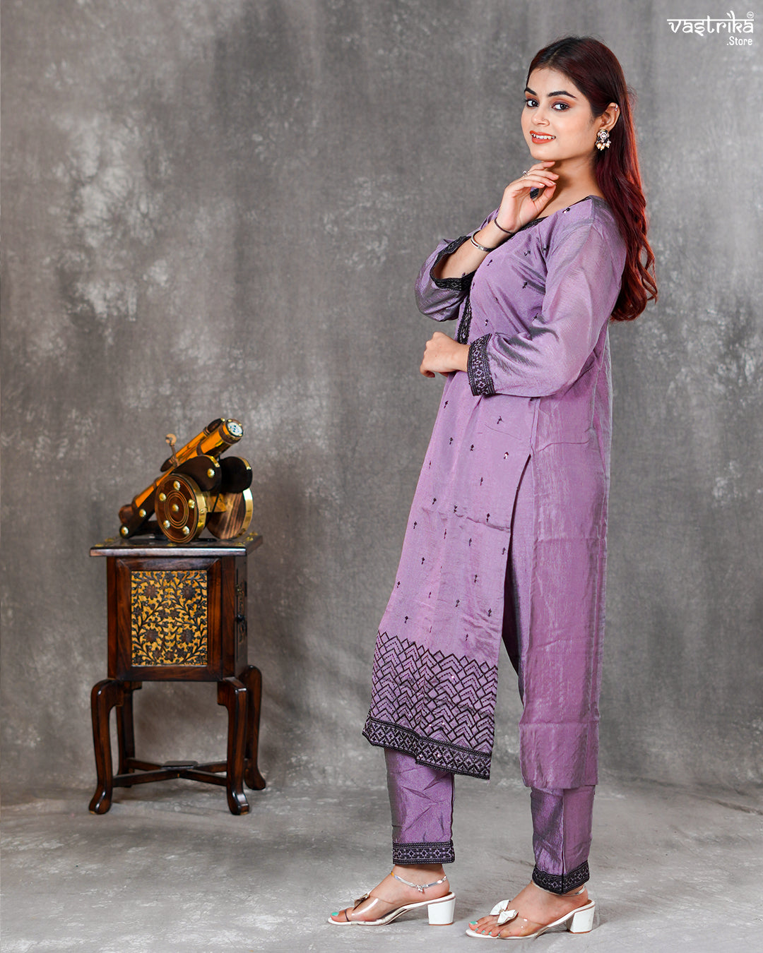 Silk Kurti Set with Sequence Dupatta