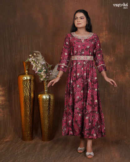 Maslin One-Piece Frock with Jari & Sequin Work Belt