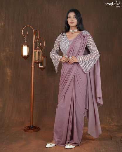 Elysia Handworked Drape Saree with Umbrella Top