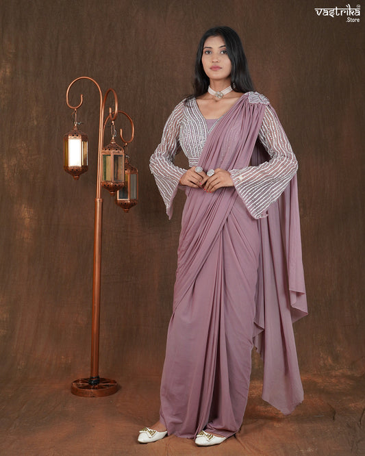 Elysia Handworked Drape Saree with Umbrella Top