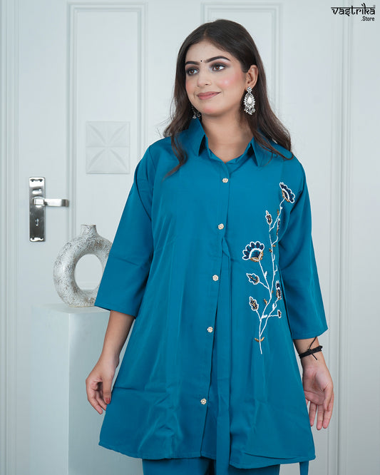 Elegant Hand-Worked Collar Coord Set