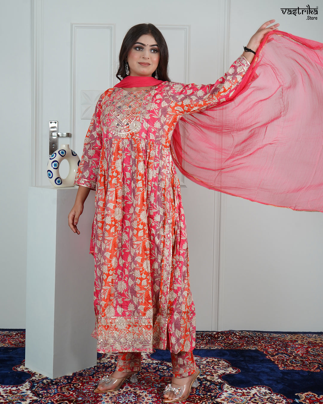 Printed Jari & Sequence Work Froack Set