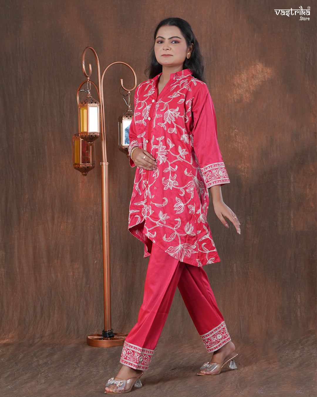 Silk Cord Set with Aari & Kadhai Thread Work