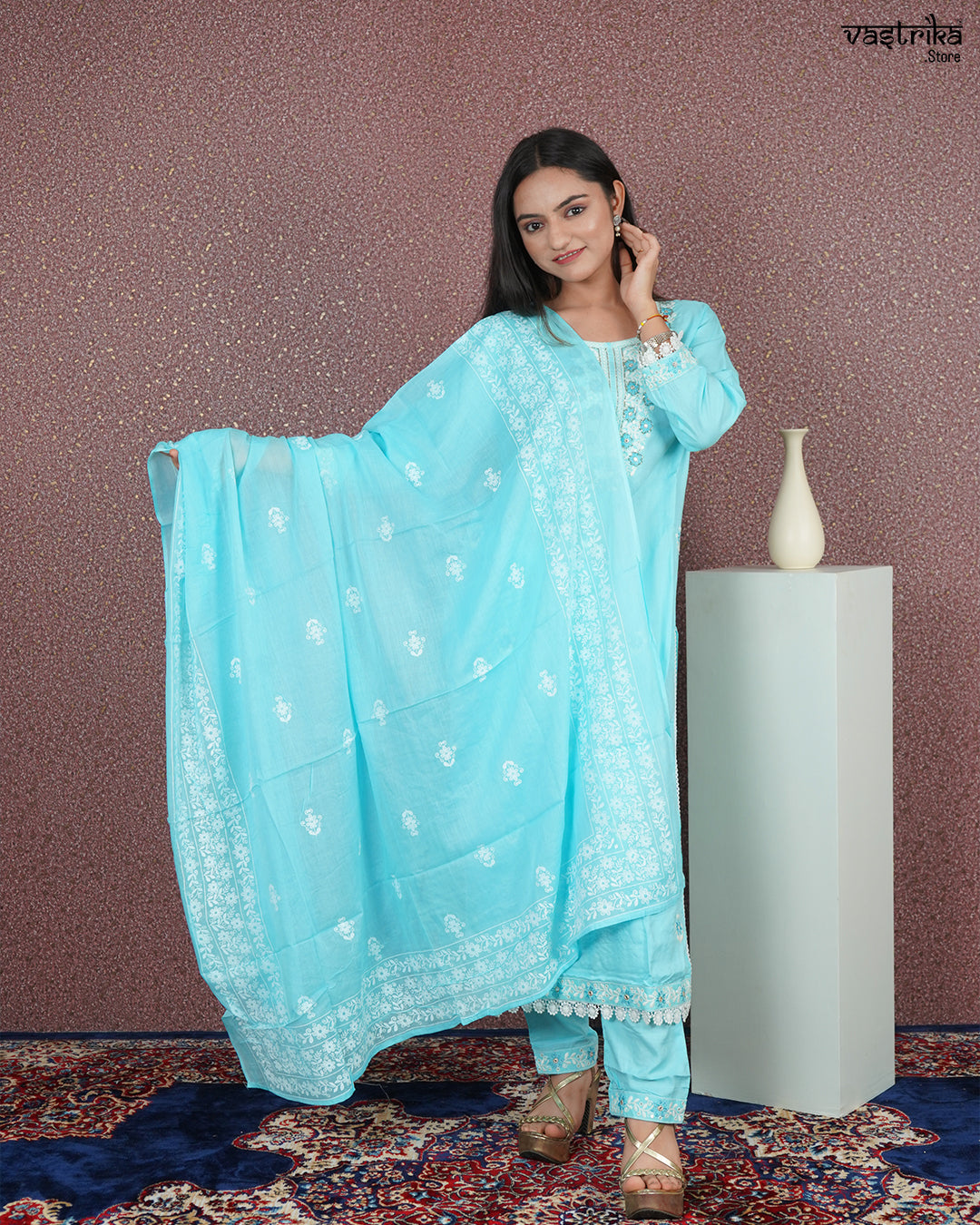 Elegant Rayon Cotton Kurti Set with Handwork Detailing