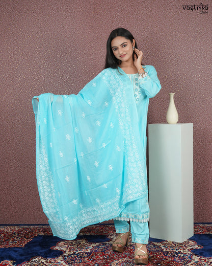 Elegant Rayon Cotton Kurti Set with Handwork Detailing